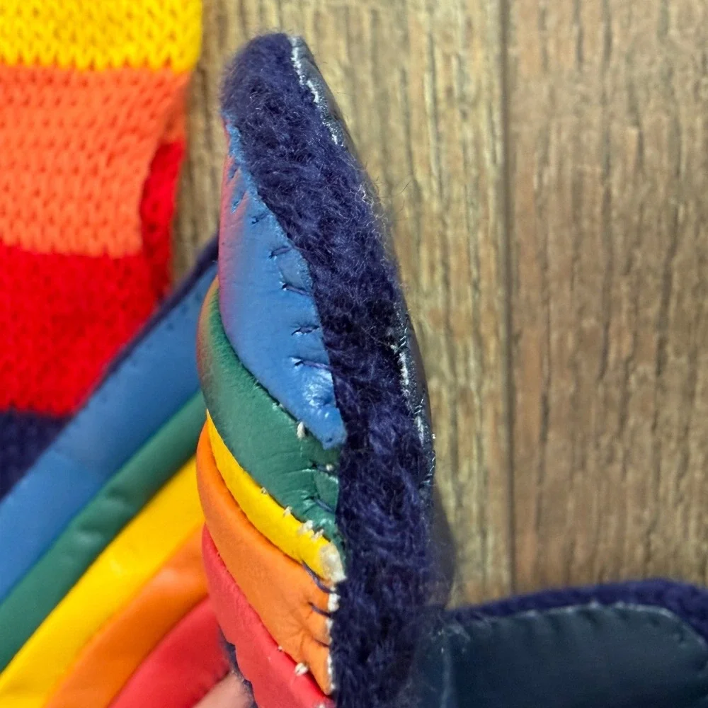 Van Raalte Kids Vintage Rainbow Knit Scarf and Mittens‎ Set Navy Blue One Size
